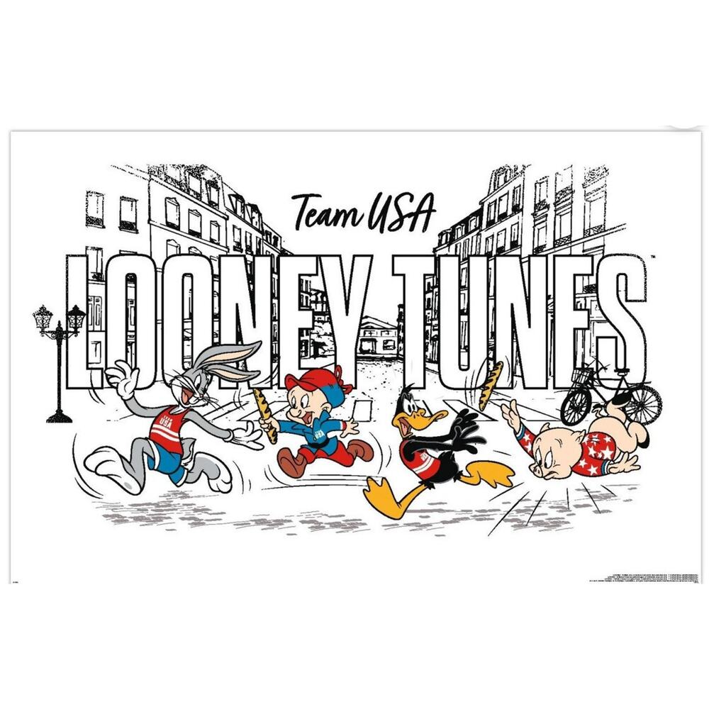 NEW Sealed USA Olympics Race Team Looney Tunes 34" x23" Poster Art Print Runners